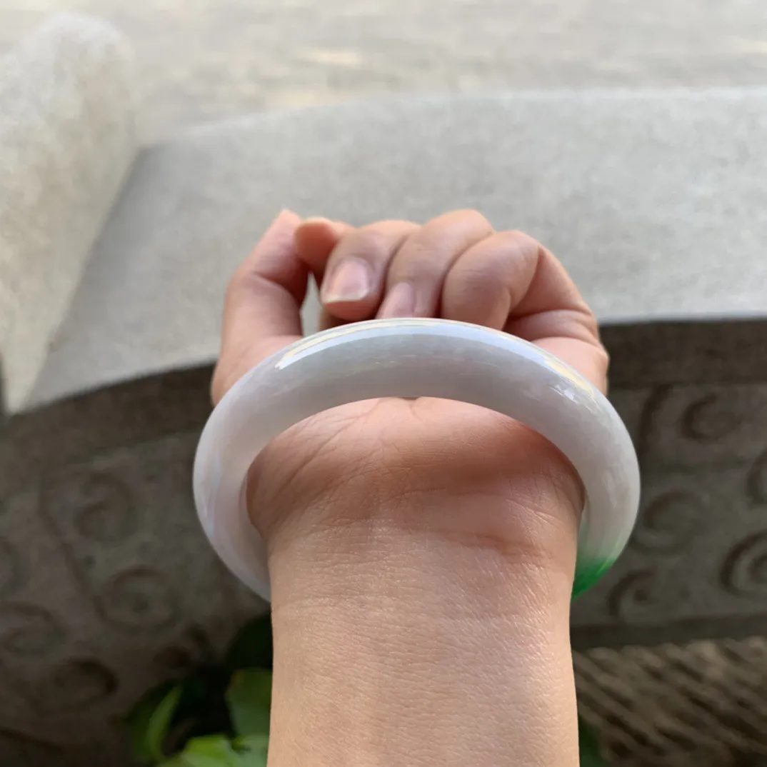 大圈口59.5-12.8-9.1 【飘辣绿正圈手镯】正圈59 60可戴