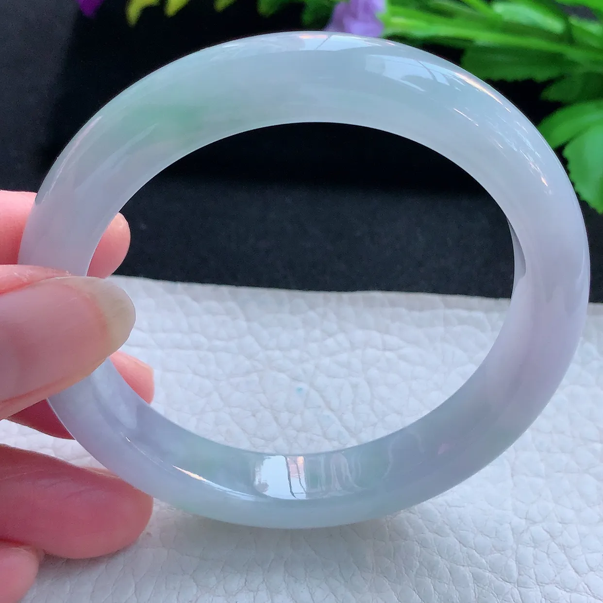 r实拍57.5*11.5*8.2平安镯 天然缅甸翡翠玉手镯冰蓝韵宽边玉手环