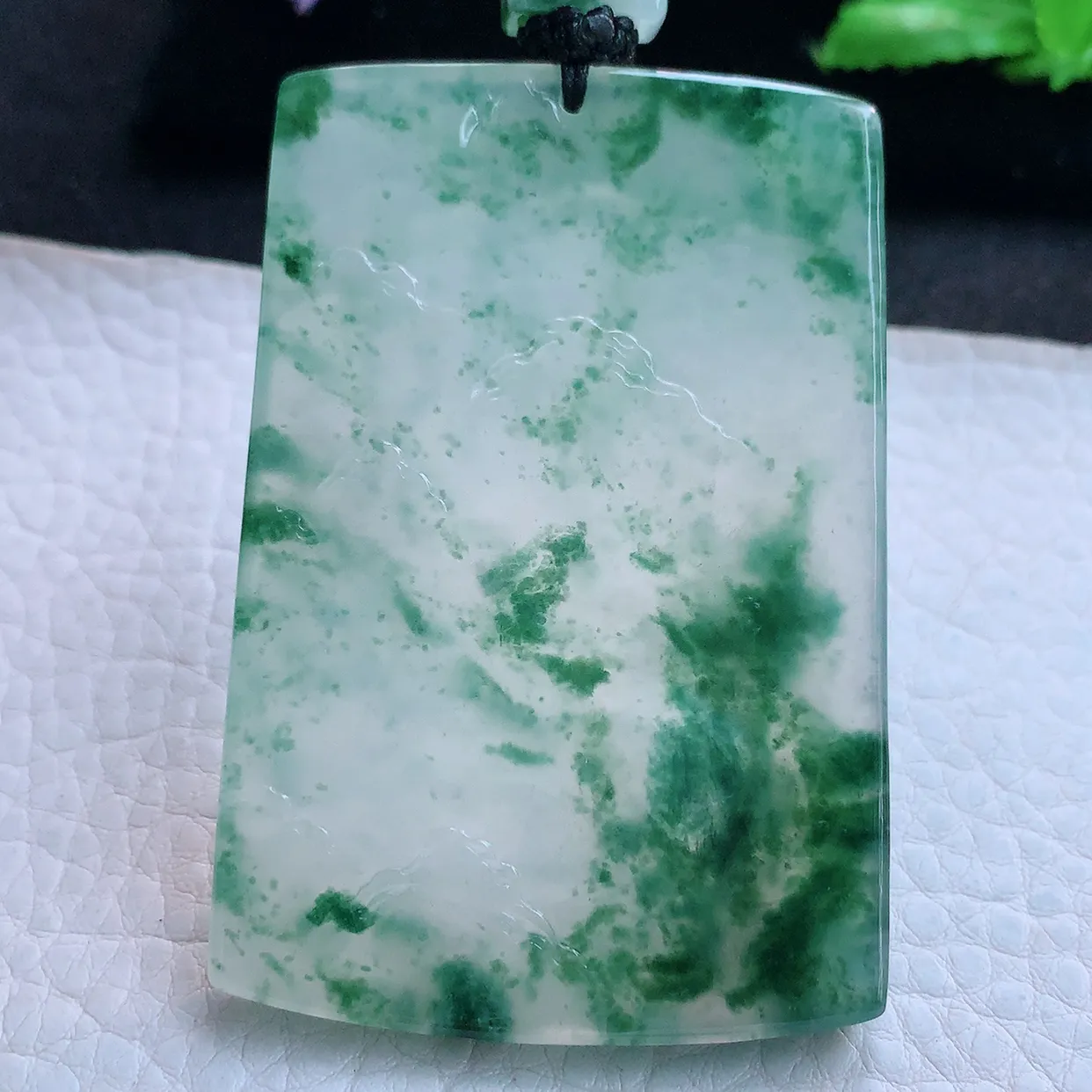 yl实拍65.8*45.2*5.8缅甸翡翠精雕冰飘花山水 大好河山玉挂件