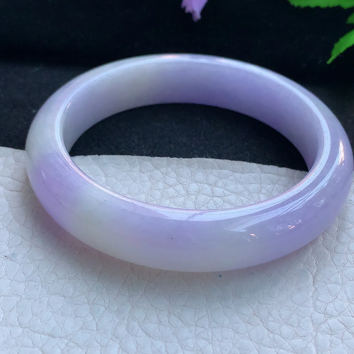 z实拍56*12.5*8.6平安镯 天然缅甸翡翠玉手镯紫罗兰宽边玉手环
