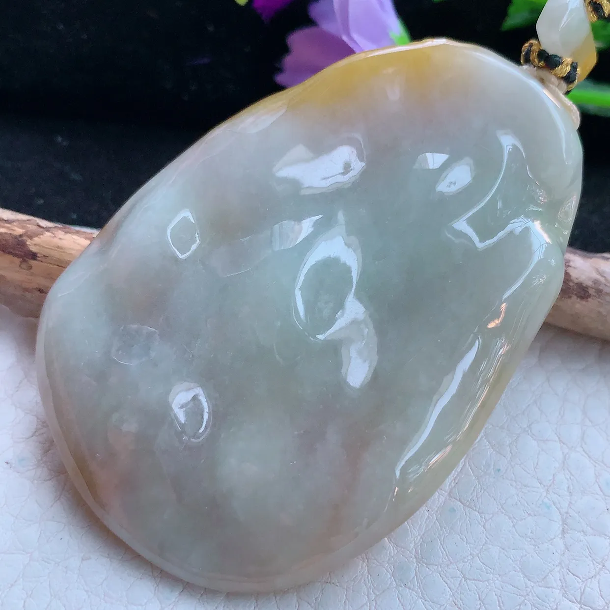 yl实拍65.5*45.2*11.8特色缅甸翡翠精雕一念之间 普度众生玉挂件