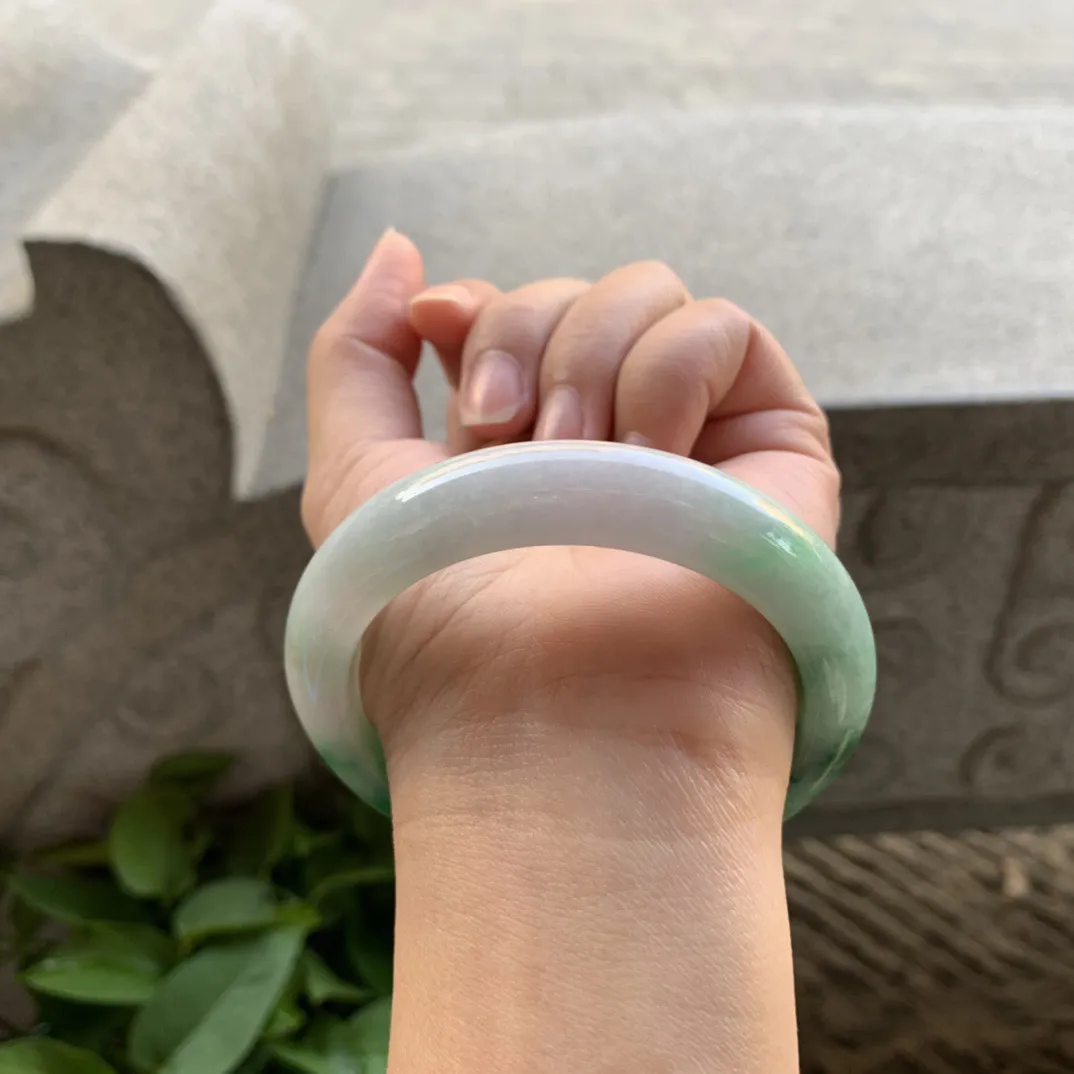 圈口57.8-12.6-9.4 【飘绿正圈手镯】正圈57 58可戴