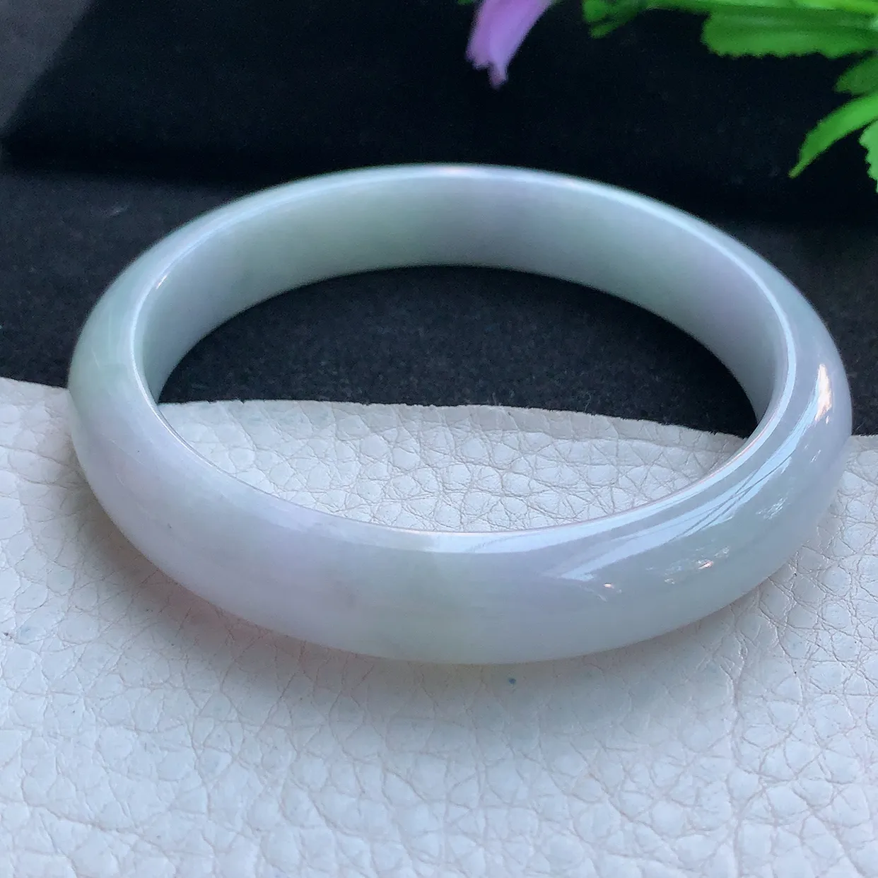 nr实拍59.5*11.6*8平安镯 天然缅甸翡翠玉手镯淡雅宽边玉手环