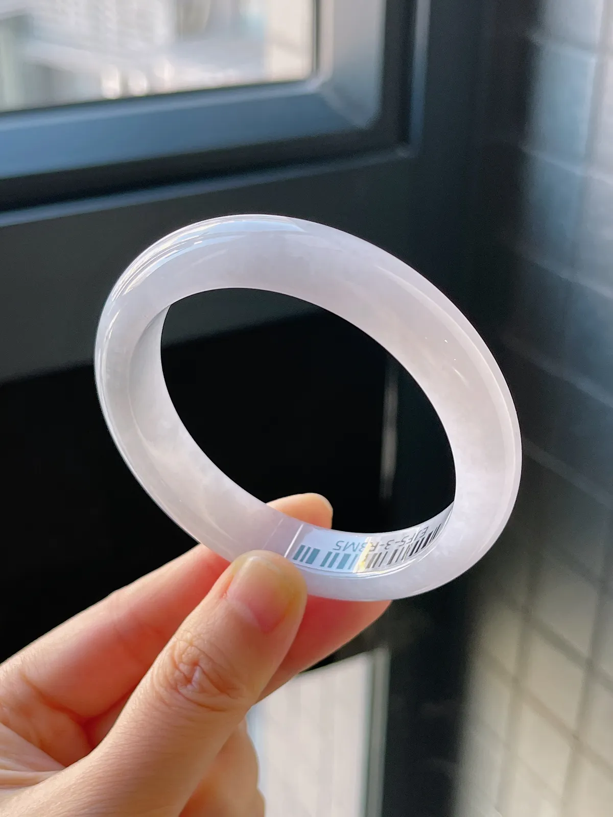 正圈55.2圈口，翡翠冰糯种白色手镯