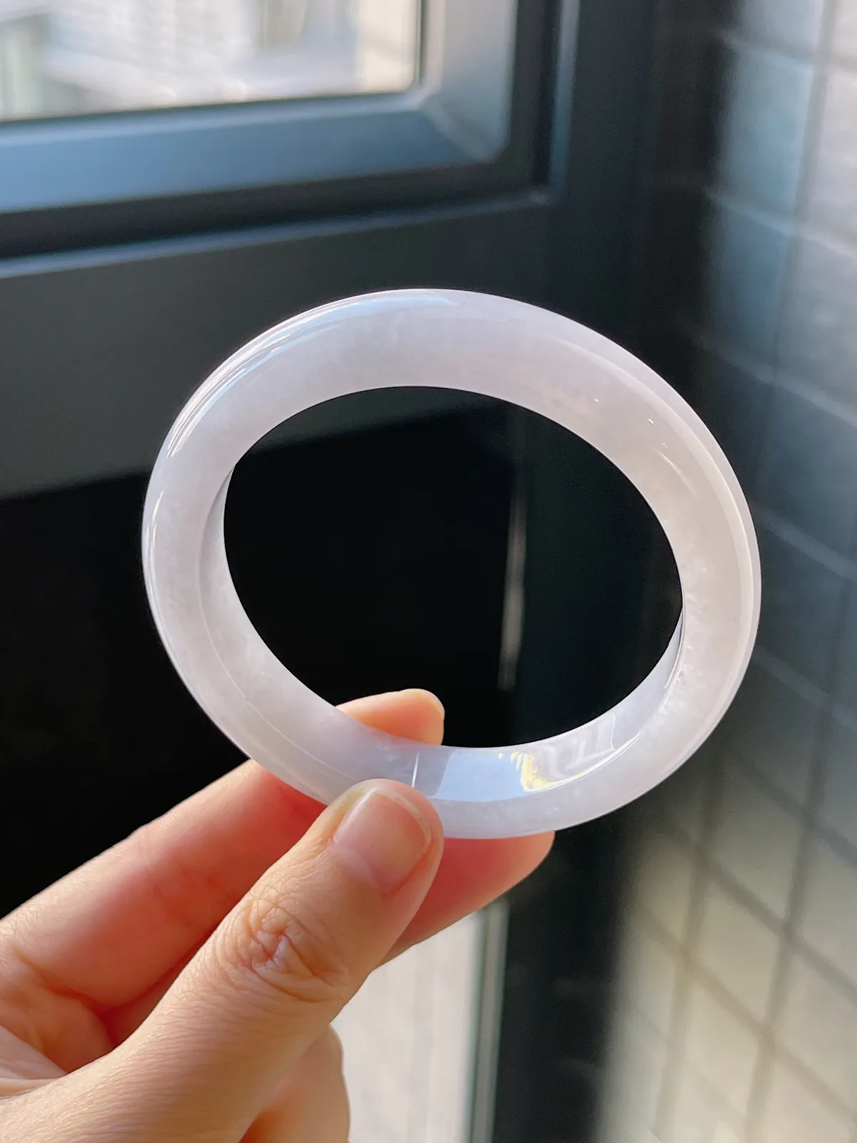 正圈55.2圈口，翡翠冰糯种白色手镯