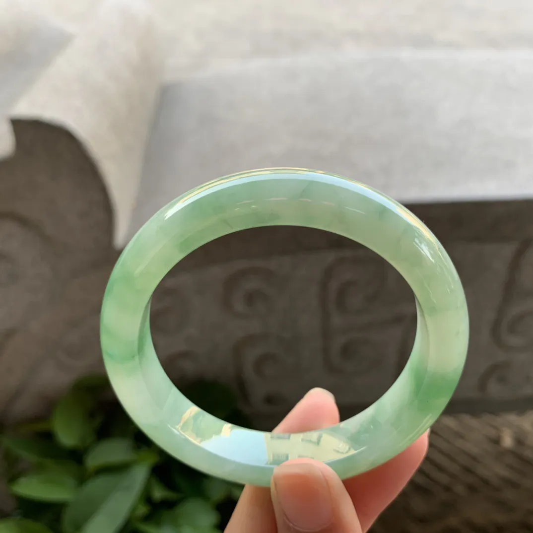 圈口 55.3-12.5-8.6【芙蓉绿正圈手镯】正圈55 56可戴