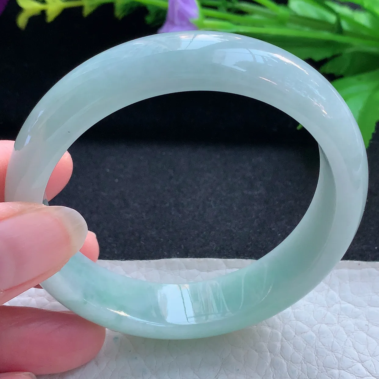 nr实拍57.8*14.5*7.6平安镯 天然缅甸翡翠玉手镯飘花宽边玉手环