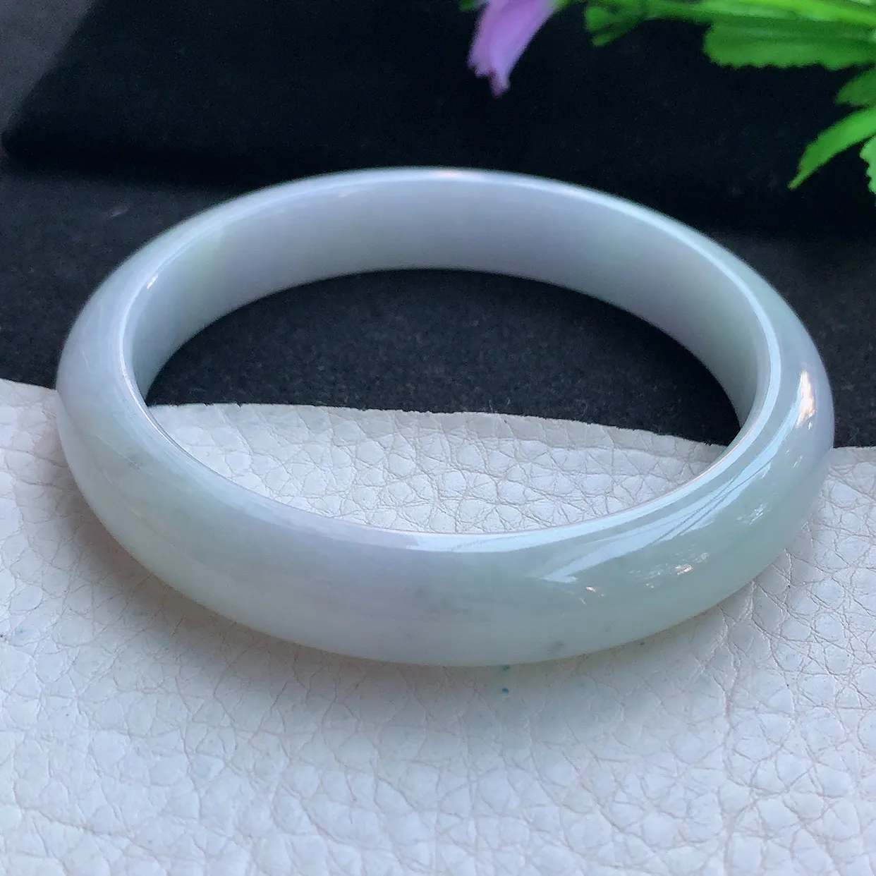 nr实拍59.5*11.6*8平安镯 天然缅甸翡翠玉手镯淡雅宽边玉手环