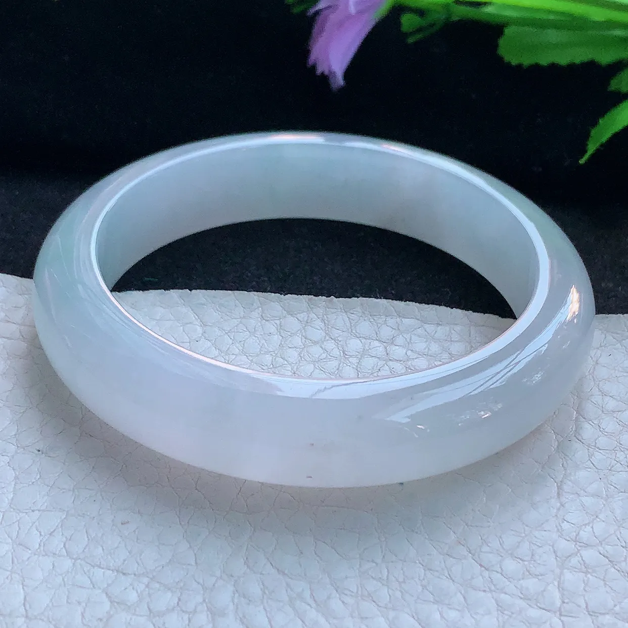 r实拍55*12.6*8.8平安镯 天然缅甸翡翠玉手镯冰纯宽边玉手环