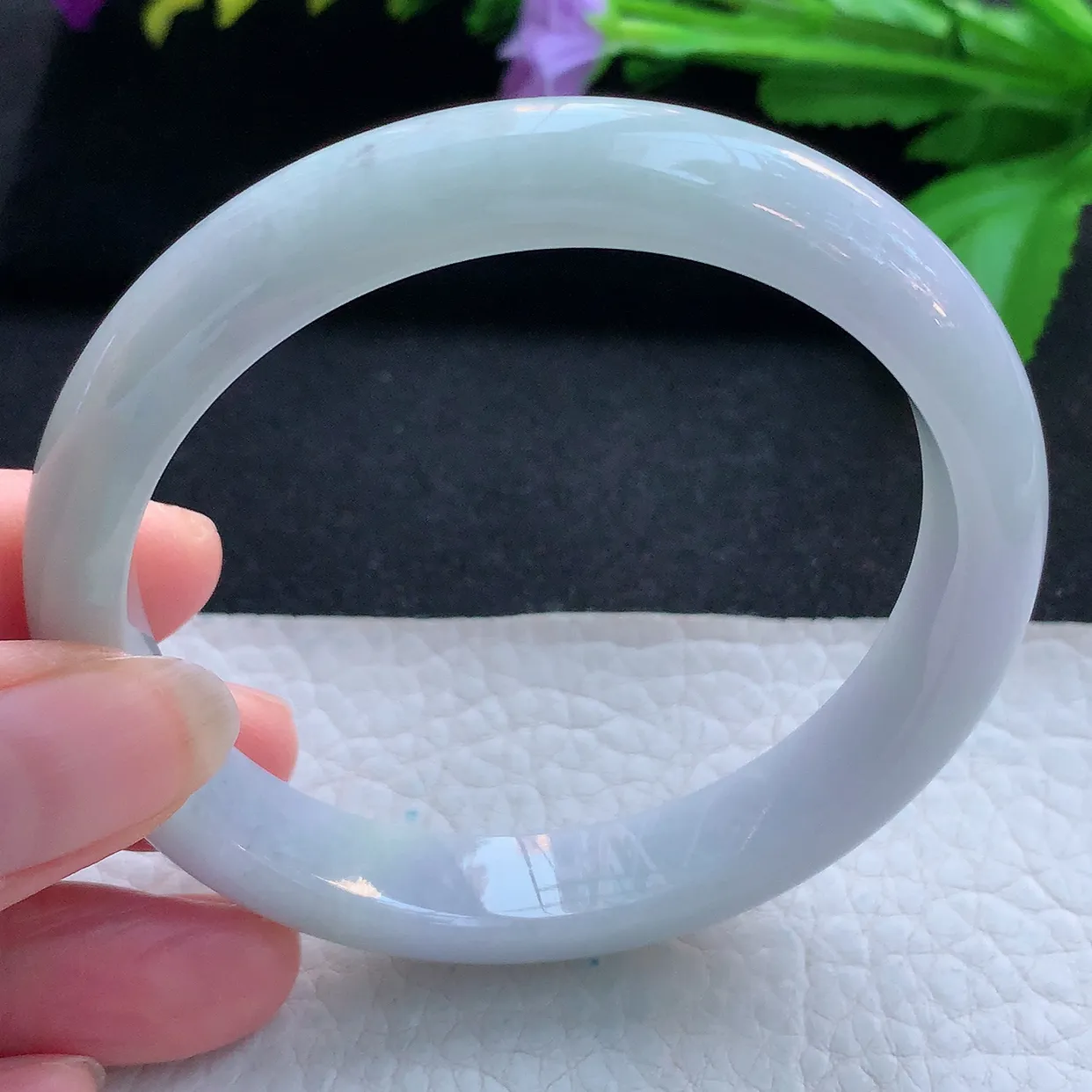 nr实拍59.5*11.6*8平安镯 天然缅甸翡翠玉手镯淡雅宽边玉手环