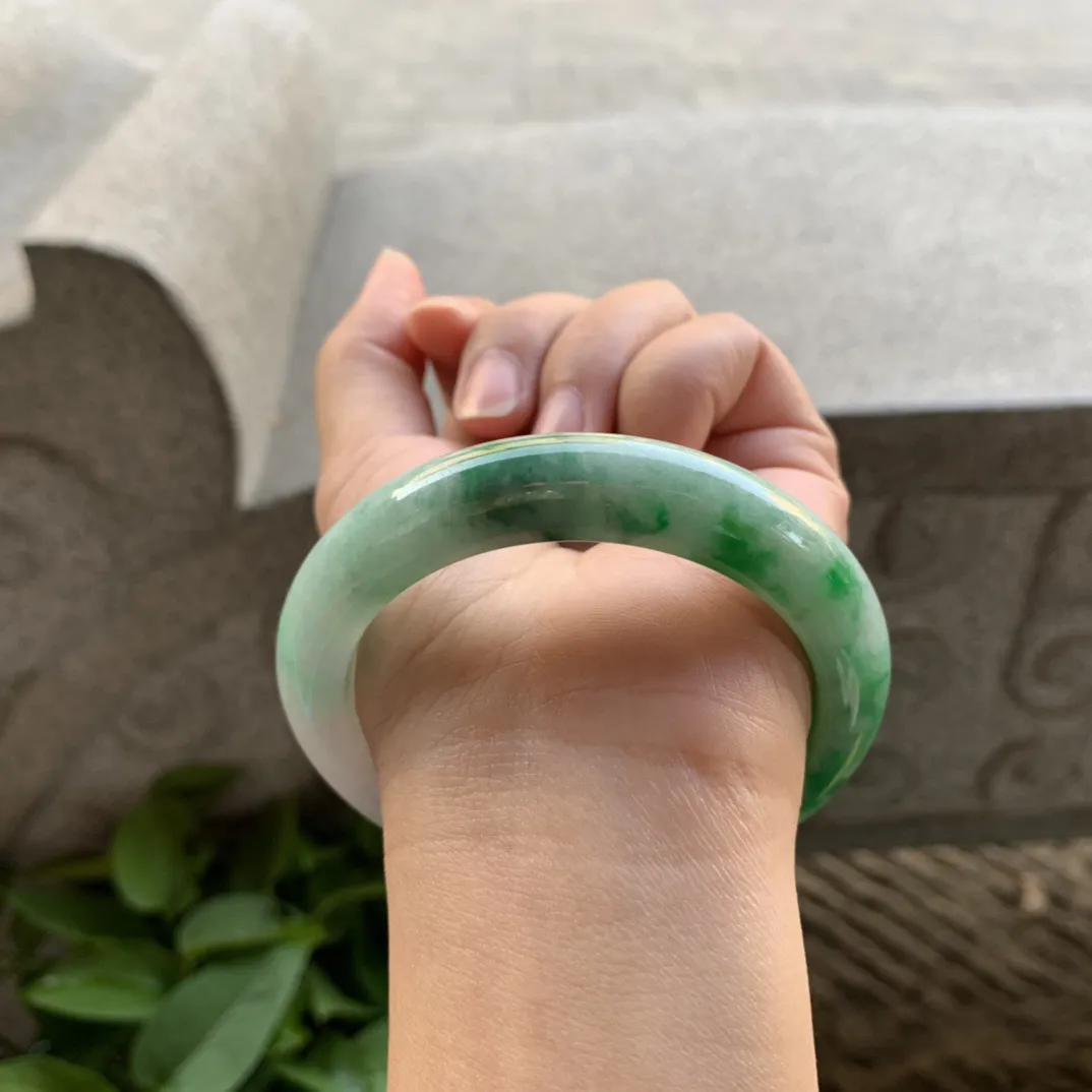 圈口57.8-12.6-9.4 【飘绿正圈手镯】正圈57 58可戴