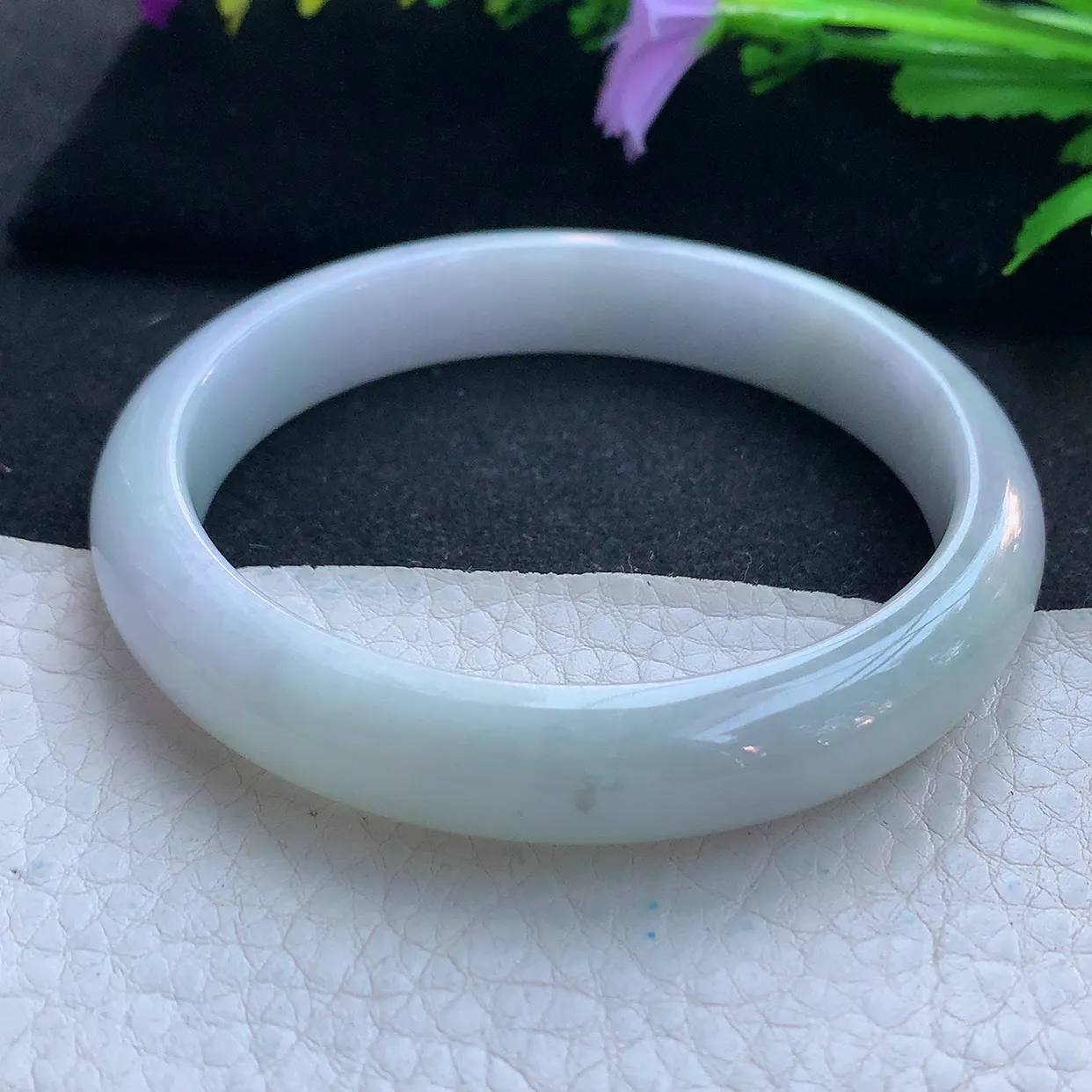 nr实拍59.5*11.6*8平安镯 天然缅甸翡翠玉手镯淡雅宽边玉手环