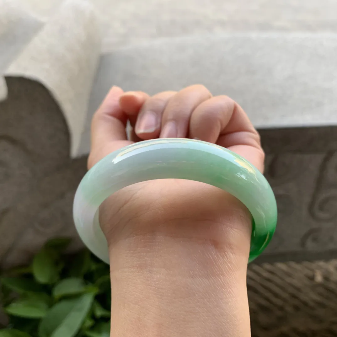 宽版大圈口59.6-14.9-8.7 【飘阳绿正圈手镯】正圈59 60可戴