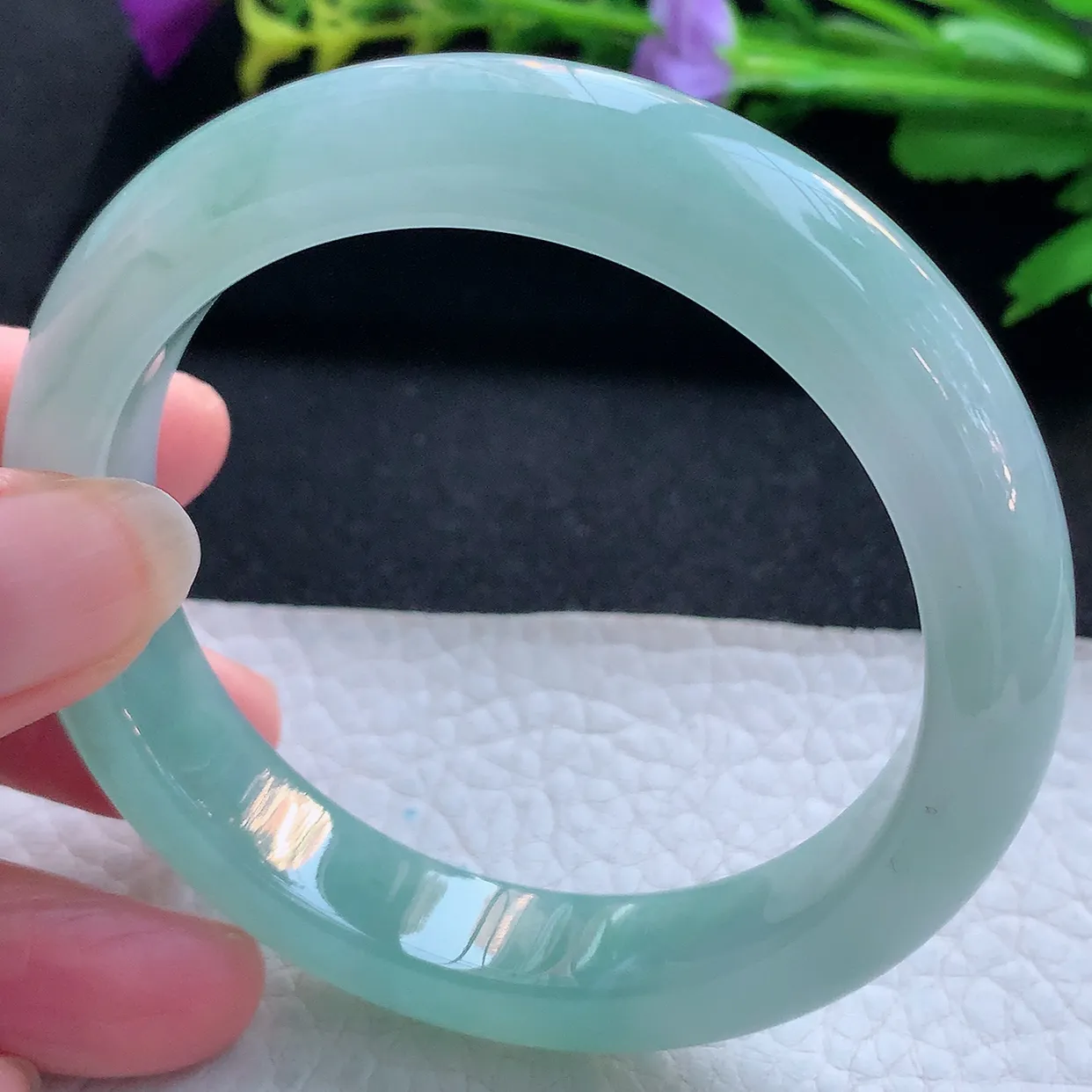 hf实拍56.6*12.6*9平安镯 天然缅甸翡翠玉手镯冰晴厚装宽边玉手环