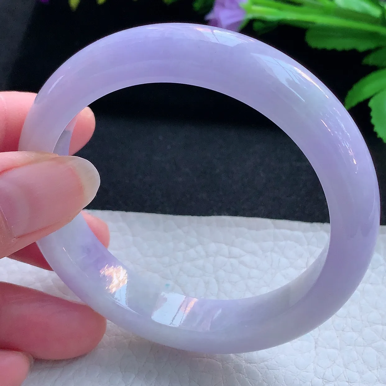 z实拍56*12.5*8.6平安镯 天然缅甸翡翠玉手镯紫罗兰宽边玉手环