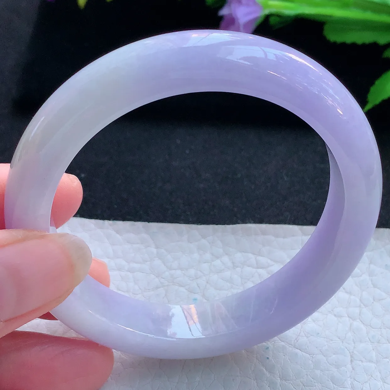 z实拍56*12.5*8.6平安镯 天然缅甸翡翠玉手镯紫罗兰宽边玉手环