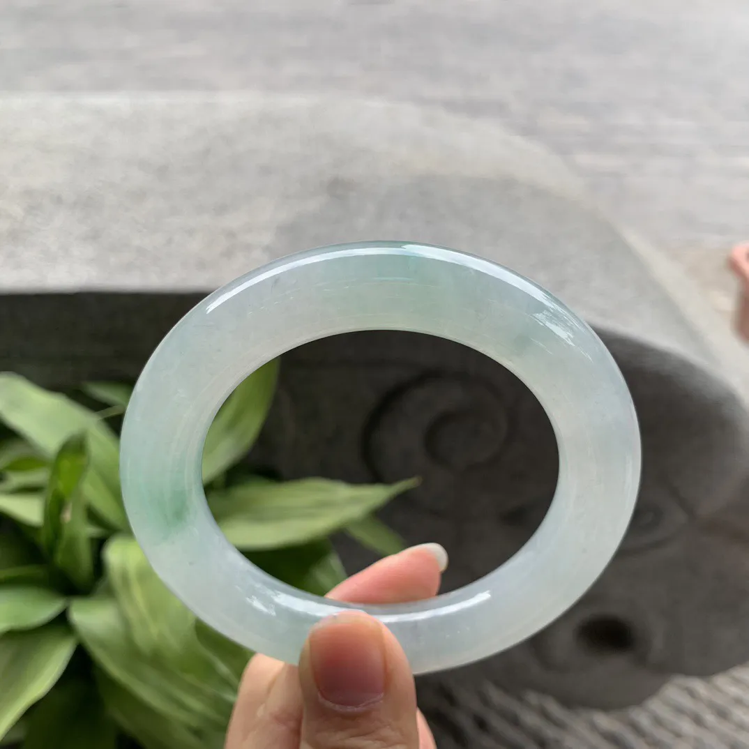 圈口 57.8-12.4【高冰晴绿圆条手镯】圆条57 58可戴