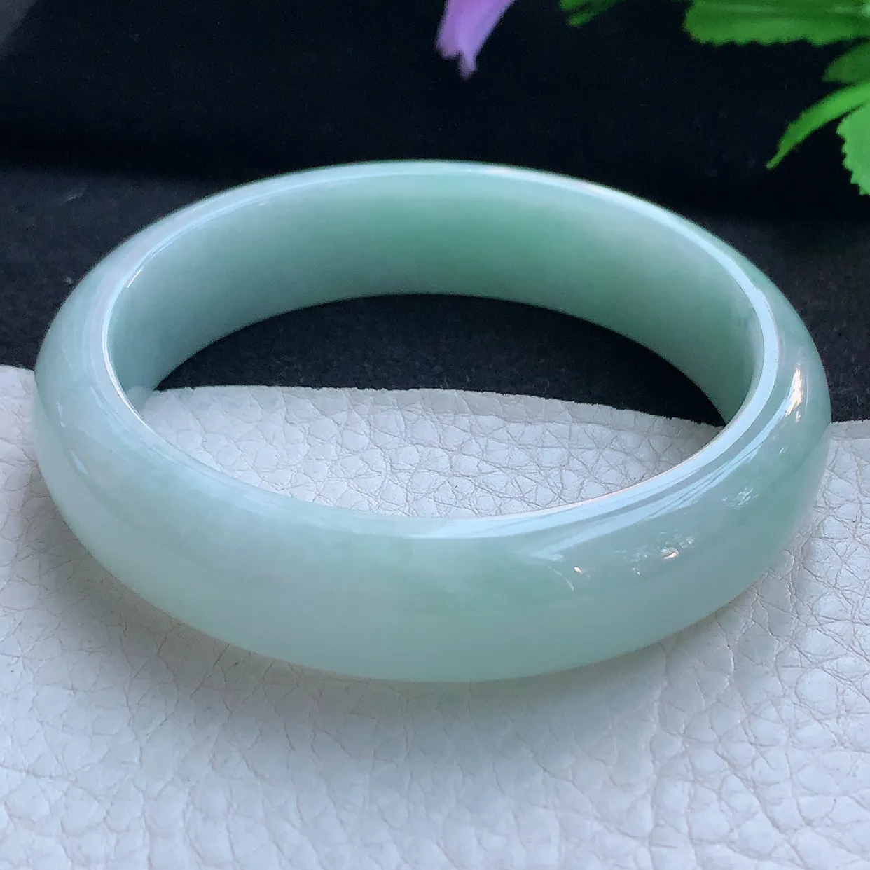 nr实拍57.8*14.5*7.6平安镯 天然缅甸翡翠玉手镯飘花宽边玉手环