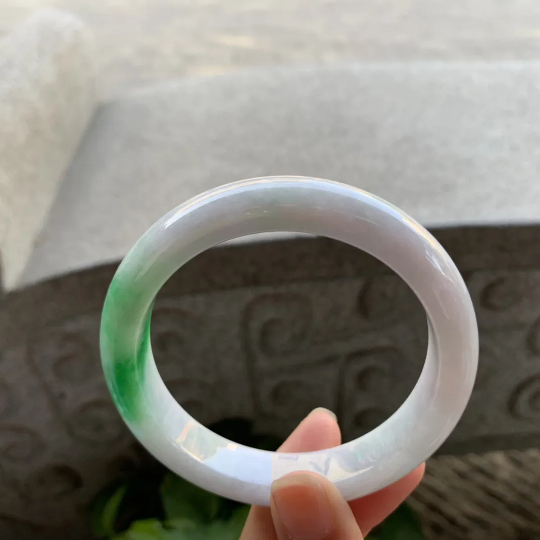 大圈口59.5-12.8-9.1 【飘辣绿正圈手镯】正圈59 60可戴