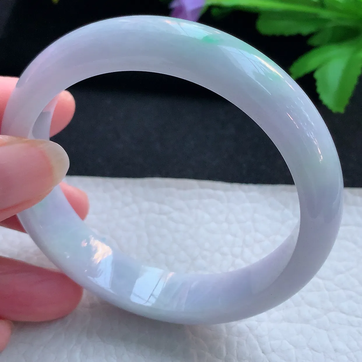 ee实拍59*14*7.8平安镯 天然缅甸翡翠玉手镯春带彩水润宽边玉手环