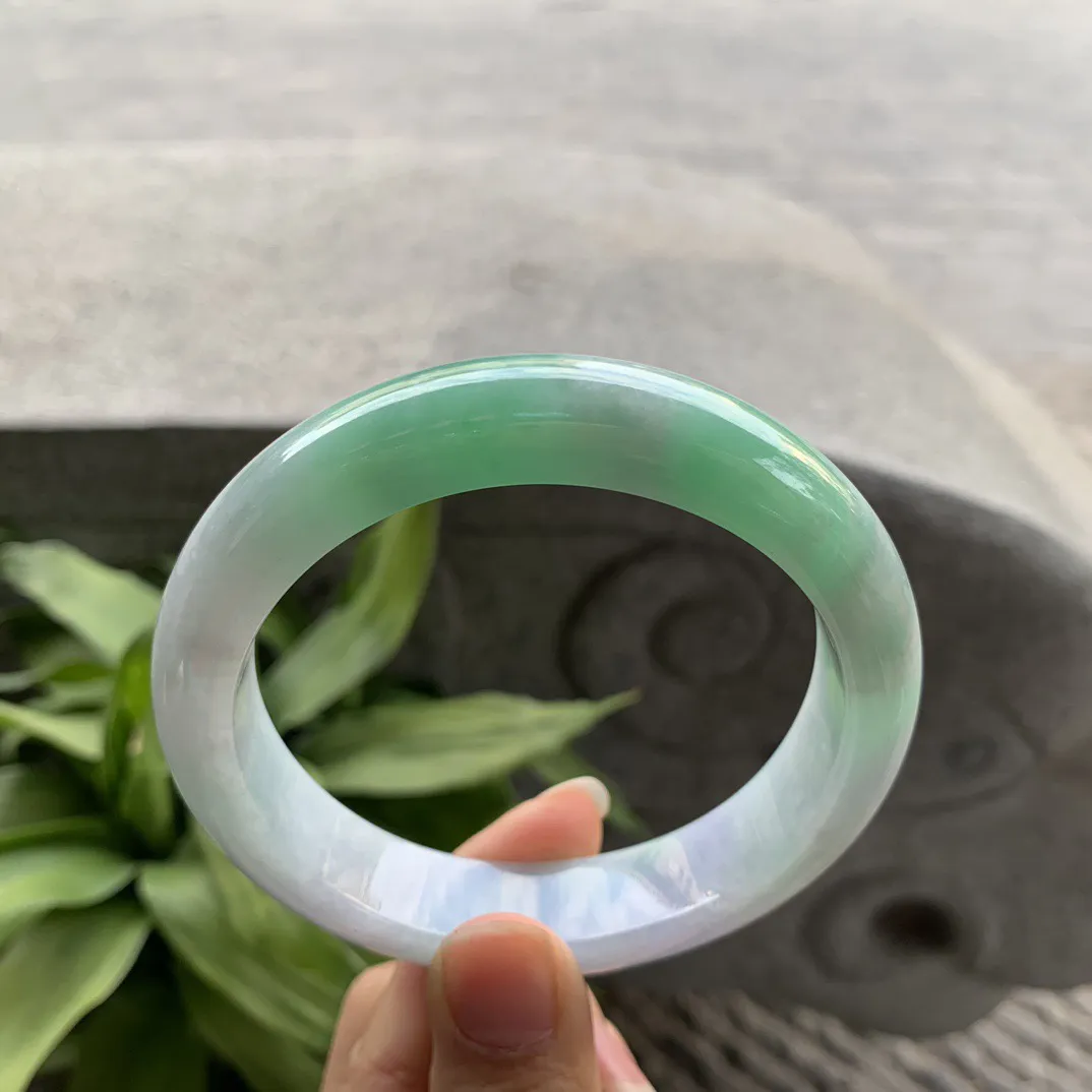 大圈口 62.2-13.7-9.7  【飘绿正圈手镯】正圈62 63可戴