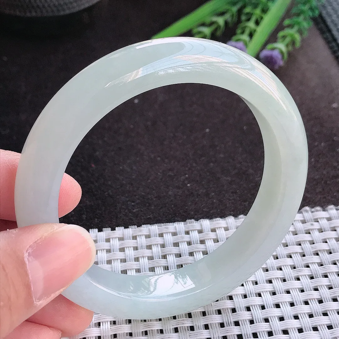 实拍A货翡翠57/11.6/9.2老坑冰胶果冻冰纯冰晴手镯宽边玉镯手环