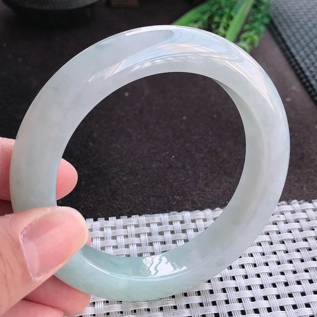 实拍A货翡翠60.5/13/10.7老坑冰胶水灵冰晴手镯宽边玉镯手环