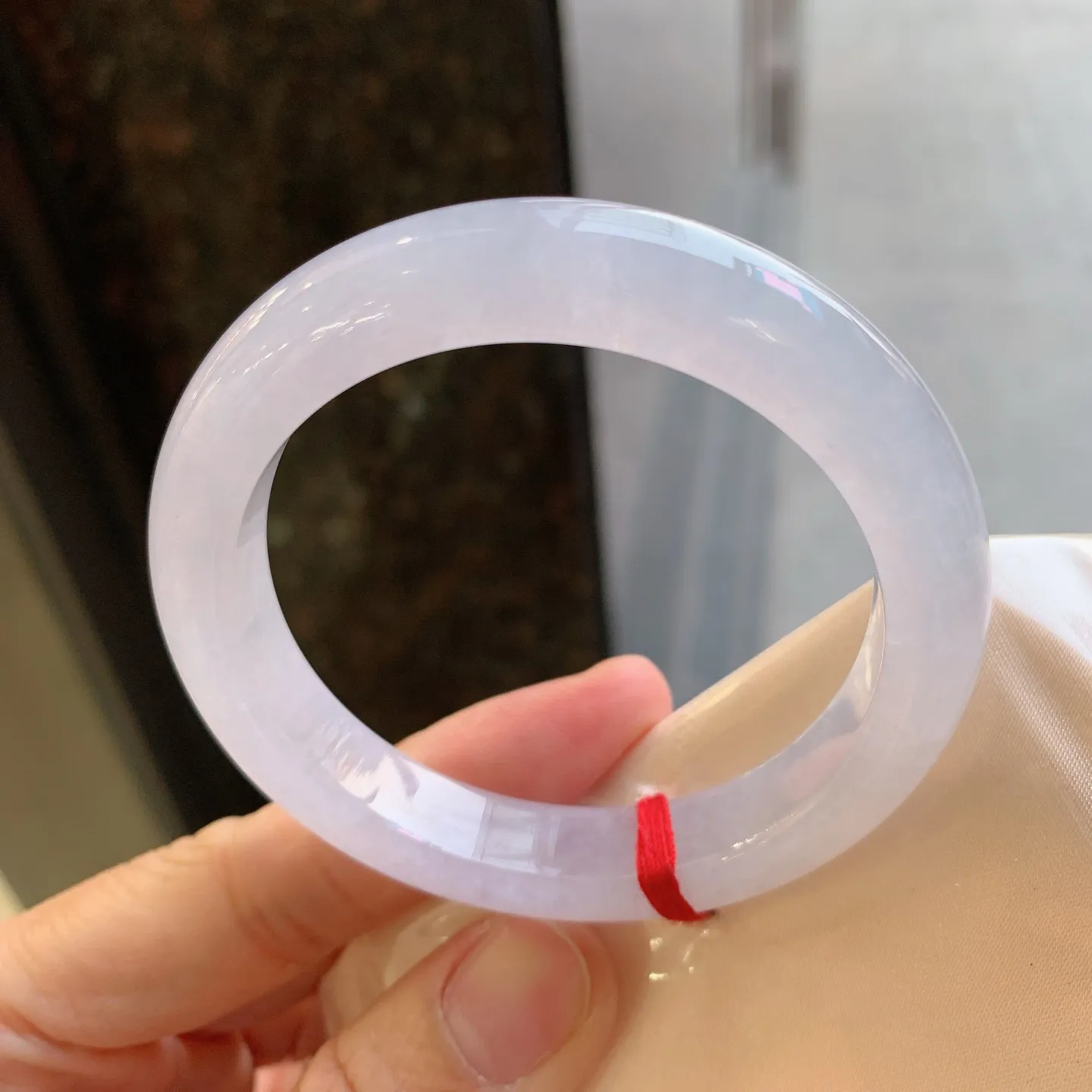 正圈冰镯 无瑕 尺寸：53.2/10.6/8.7 冰润