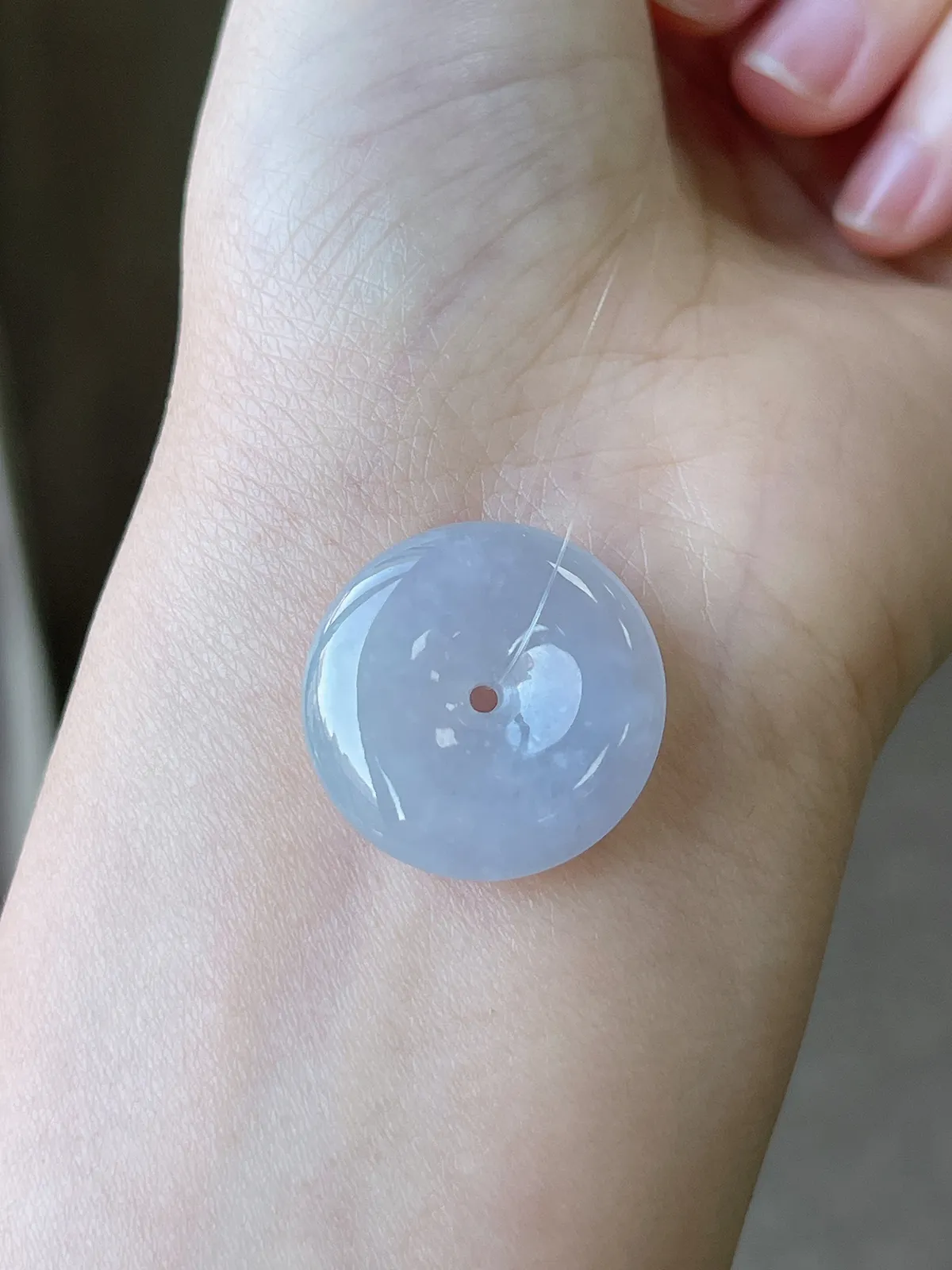 翡翠冰糯种淡紫色平安扣