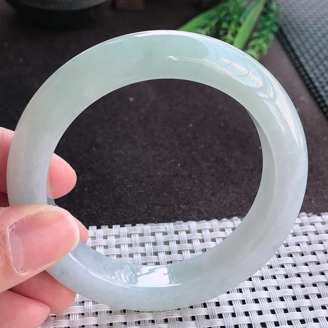 实拍A货翡翠60.5/13/10.7老坑冰胶水灵冰晴手镯宽边玉镯手环