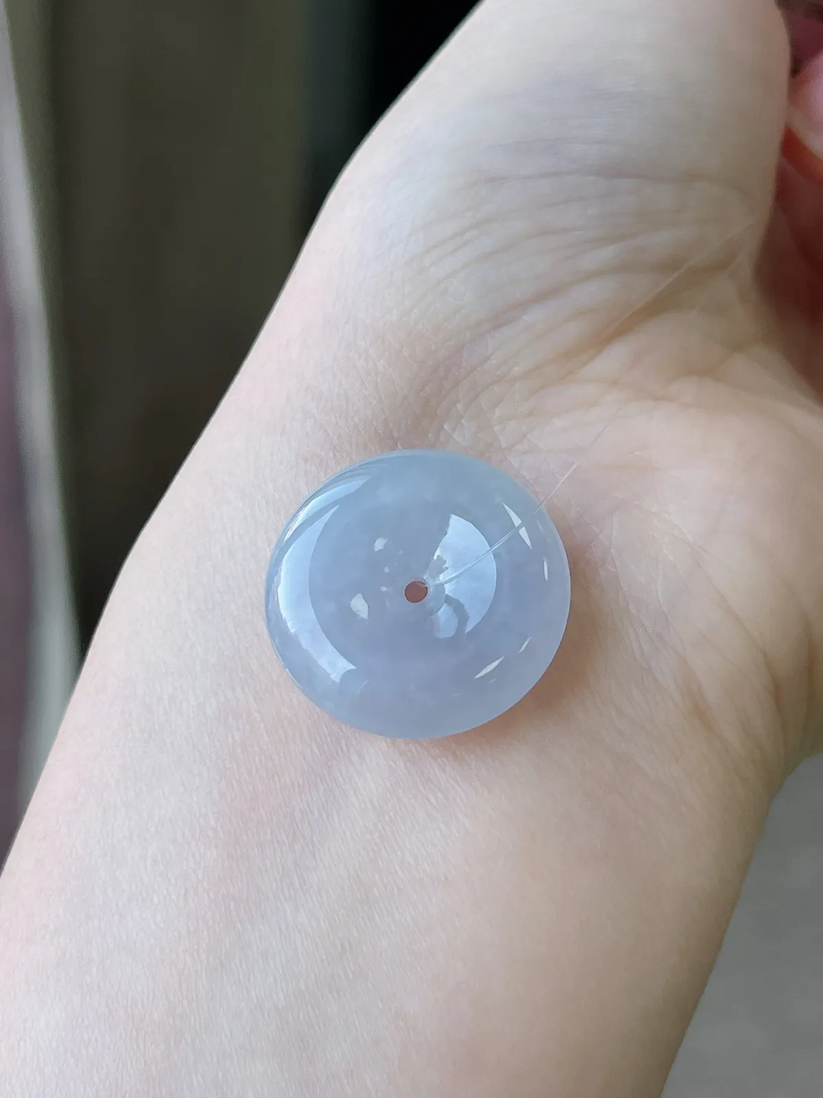 翡翠冰糯种淡紫色平安扣