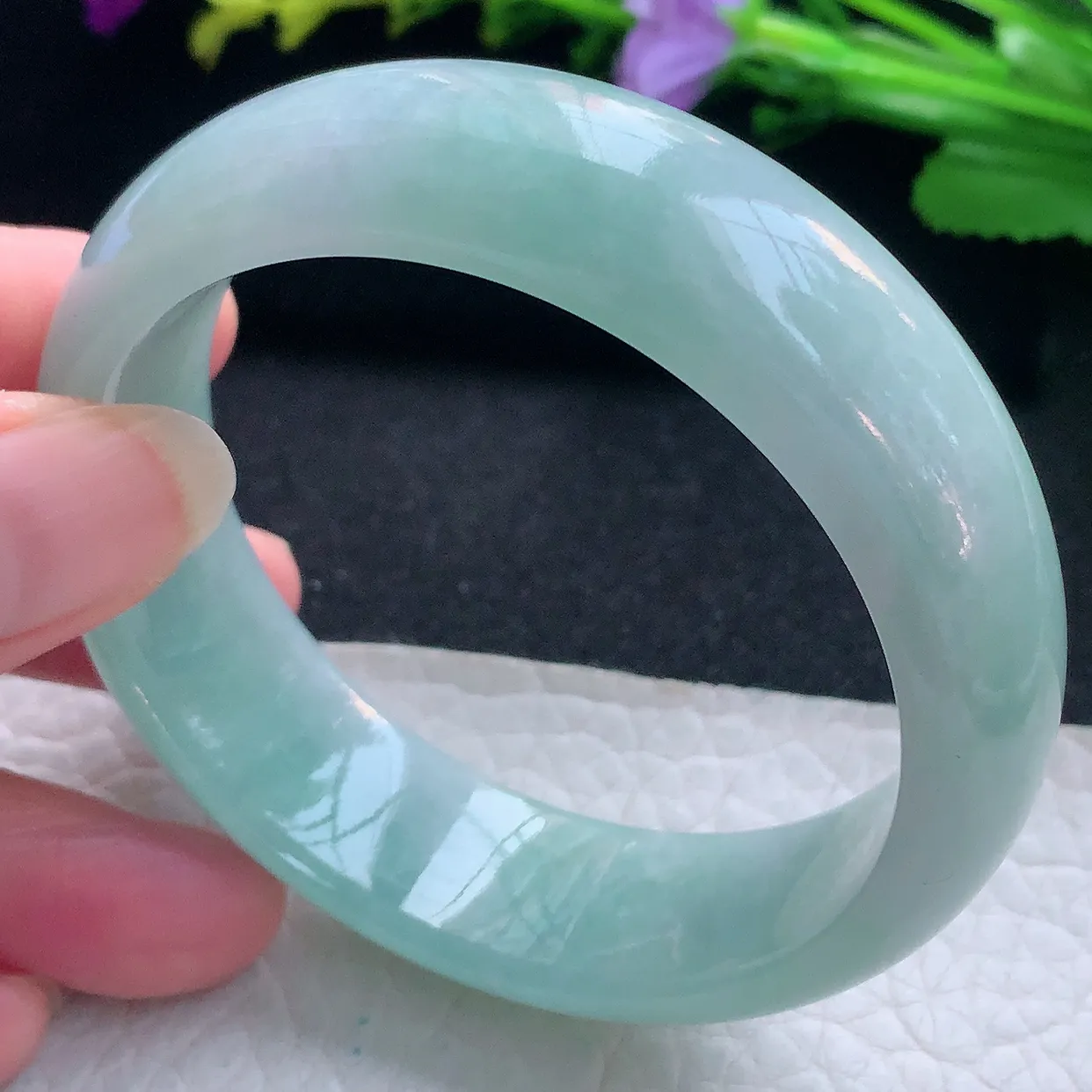 nr实拍55.5*17.2*8轮胎镯 天然缅甸翡翠玉手镯水绿水润宽边玉手环