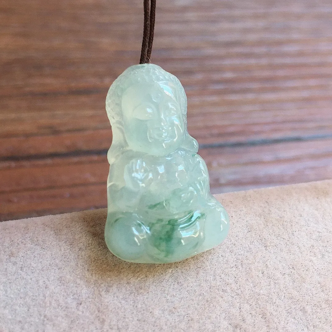 冰飘花宝宝佛，冰润细腻，品相好，种水足，001 尺寸24.3*14.9*5.7