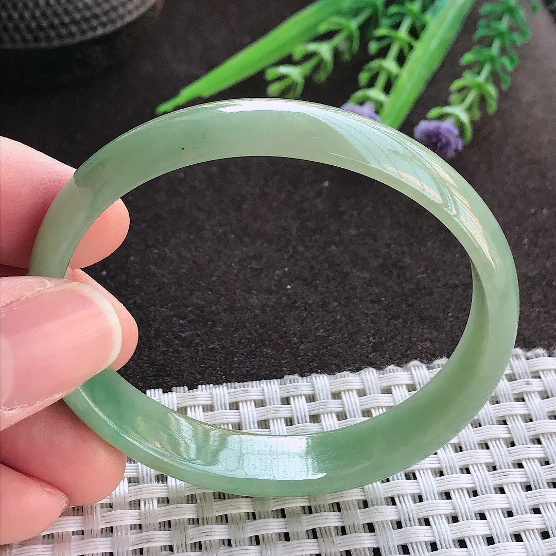 实拍A货翡翠56/49/12.3/5.5老坑精美冰润黄加绿贵妃手镯宽边玉镯手环