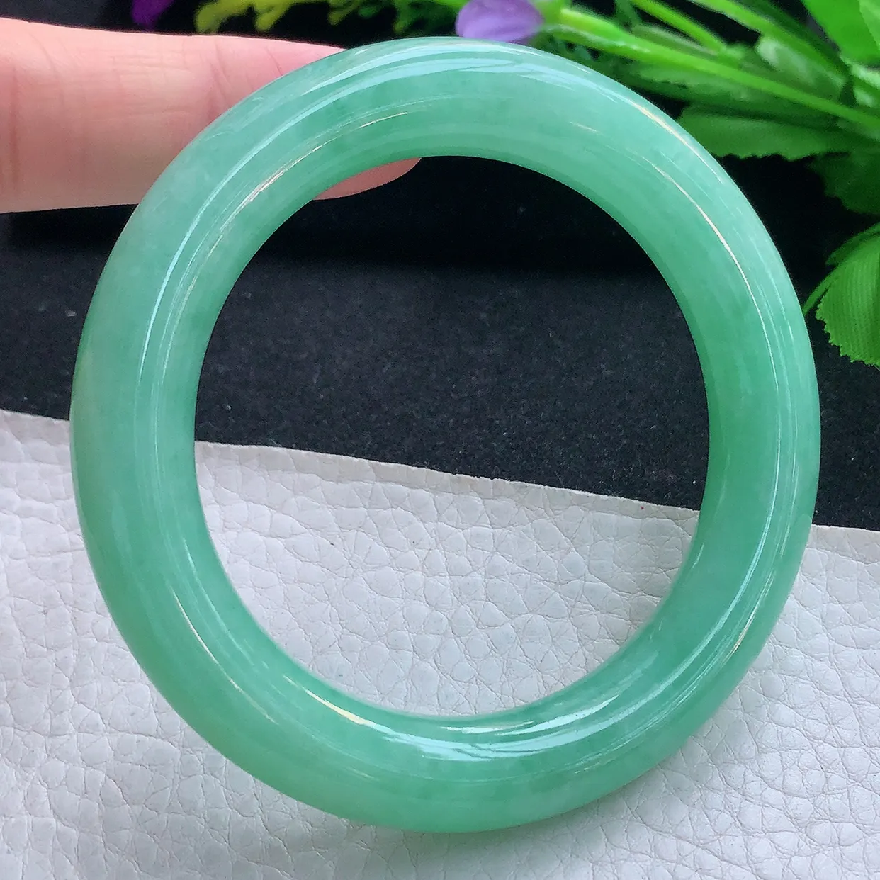 nr收藏款56*11美人镯 天然缅甸翡翠玉手镯满绿水润圆条玉手环