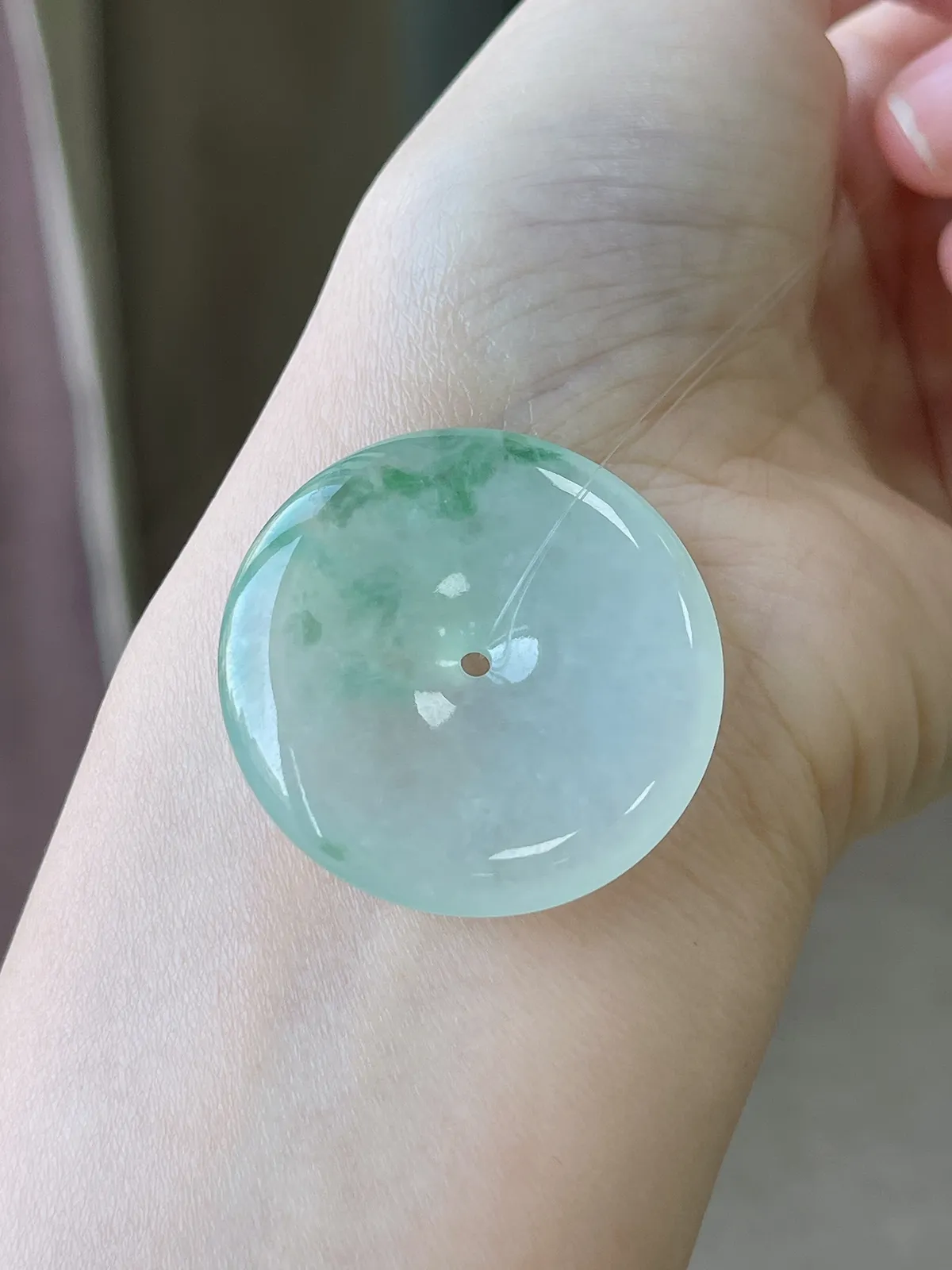 翡翠冰糯种淡绿色平安扣