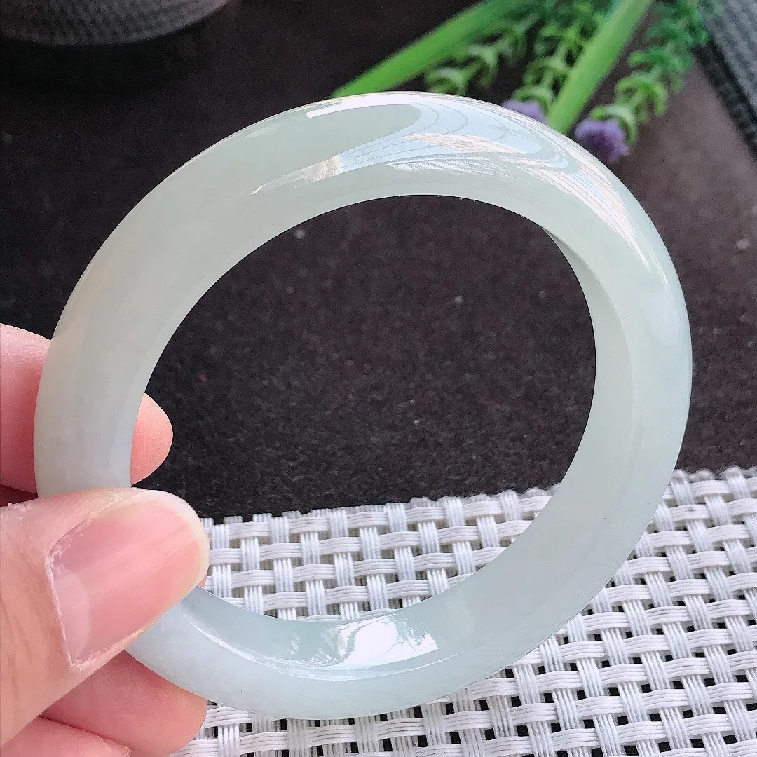 实拍A货翡翠57/11.6/9.2老坑冰胶果冻冰纯冰晴手镯宽边玉镯手环