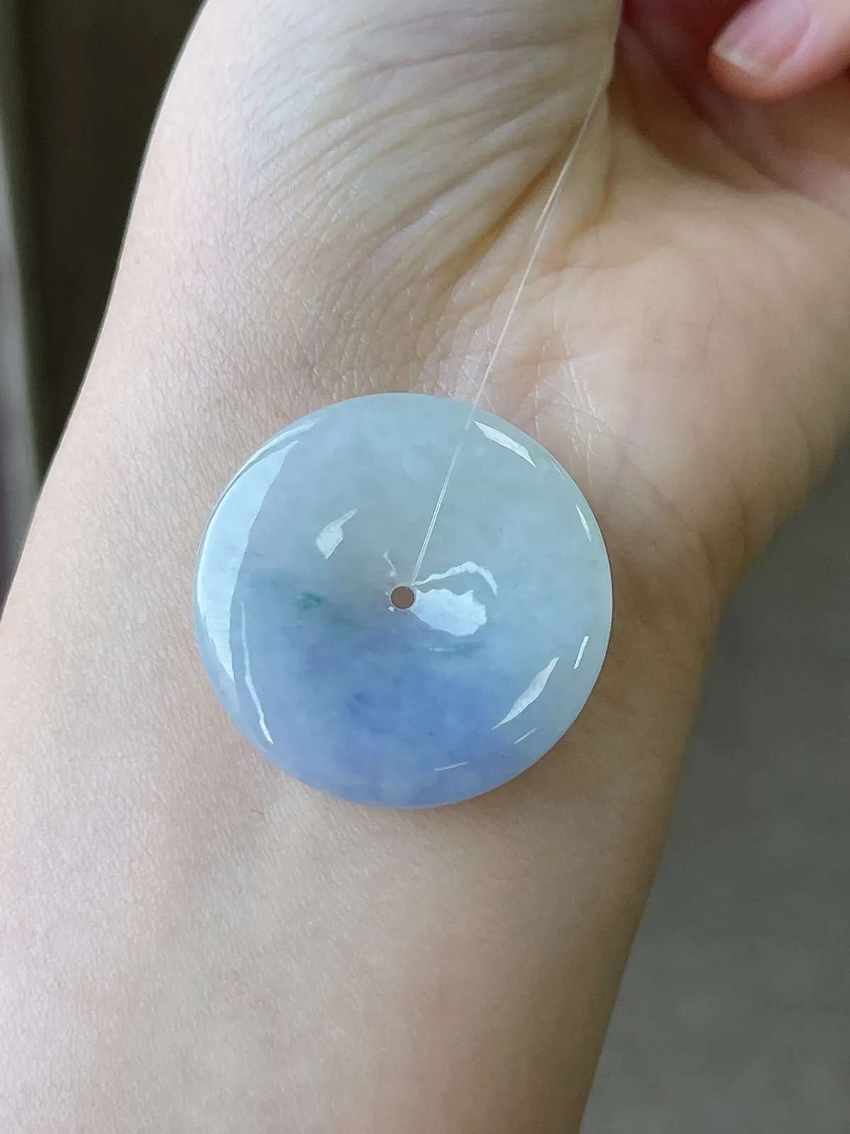 翡翠冰糯种紫色平安扣