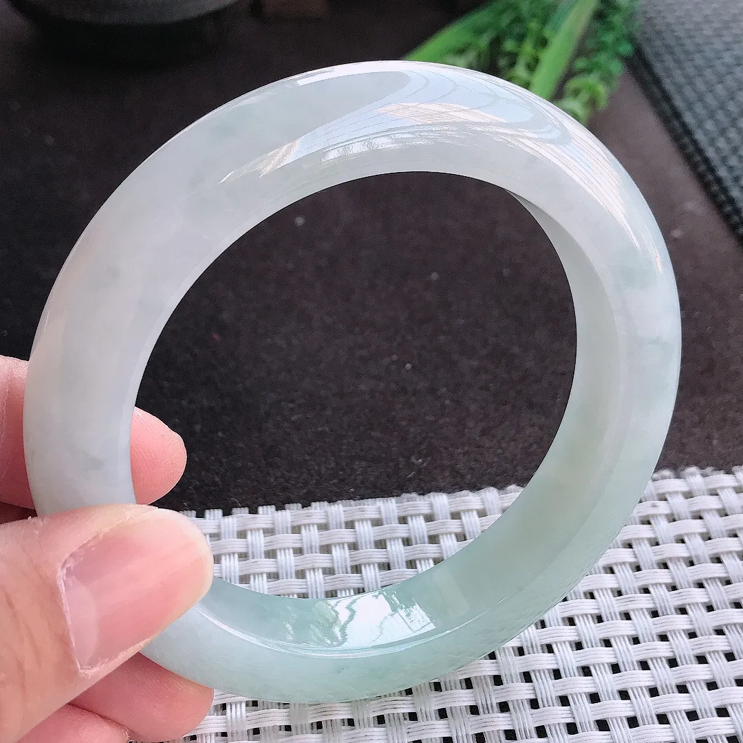 实拍A货翡翠60.5/13/10.7老坑冰胶水灵冰晴手镯宽边玉镯手环
