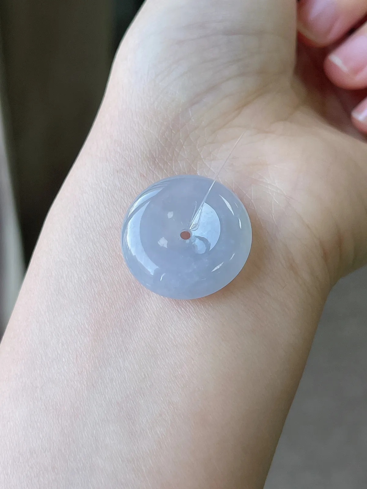 翡翠冰糯种淡紫色平安扣