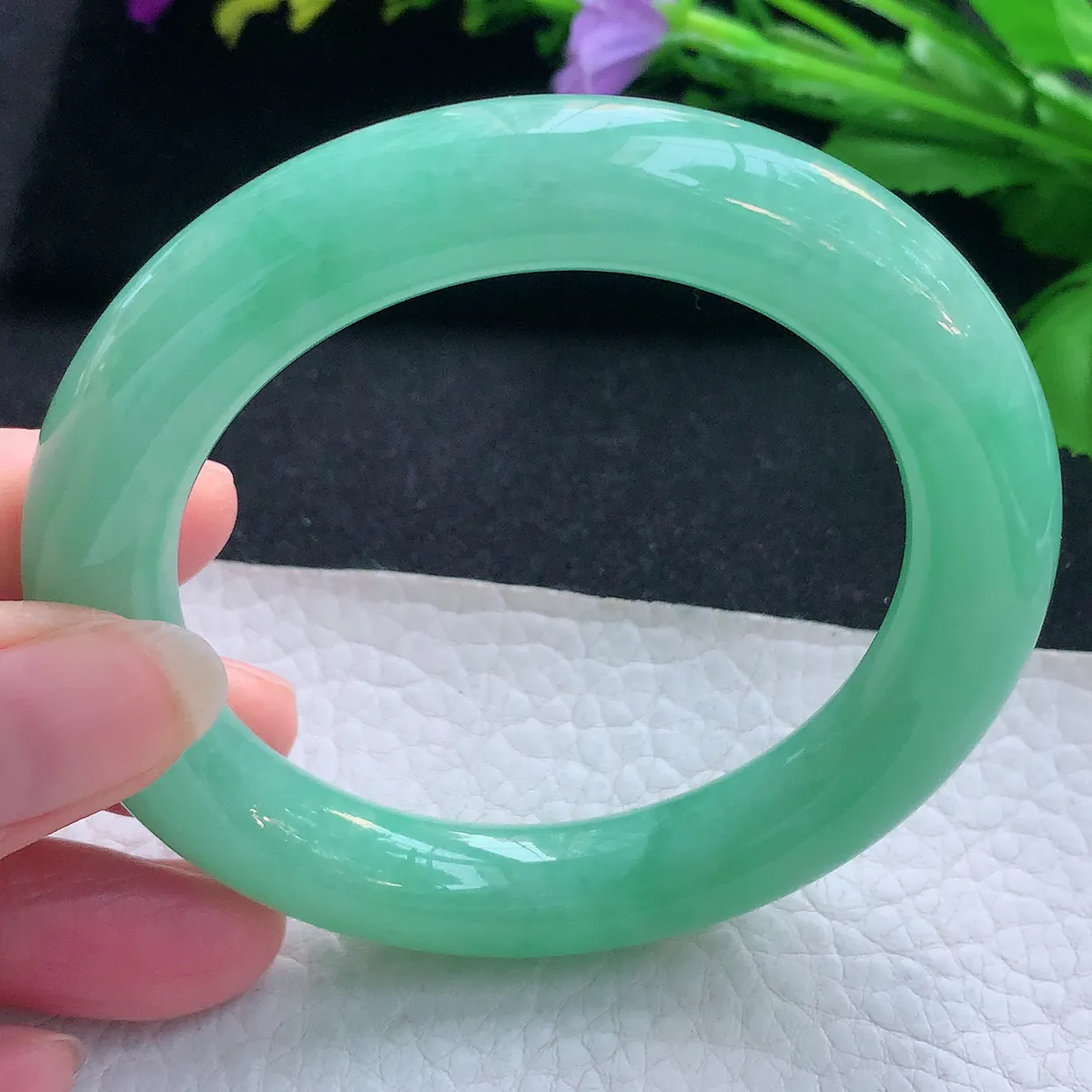 nr收藏款56*11美人镯 天然缅甸翡翠玉手镯满绿水润圆条玉手环