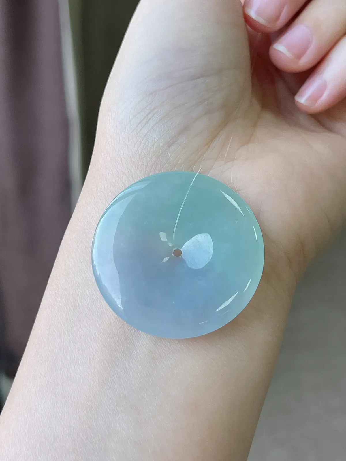 翡翠冰糯种春带彩平安扣