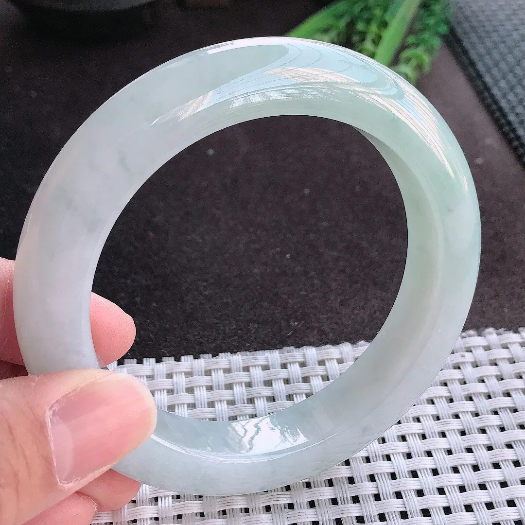 实拍A货翡翠60.5/13/10.7老坑冰胶水灵冰晴手镯宽边玉镯手环