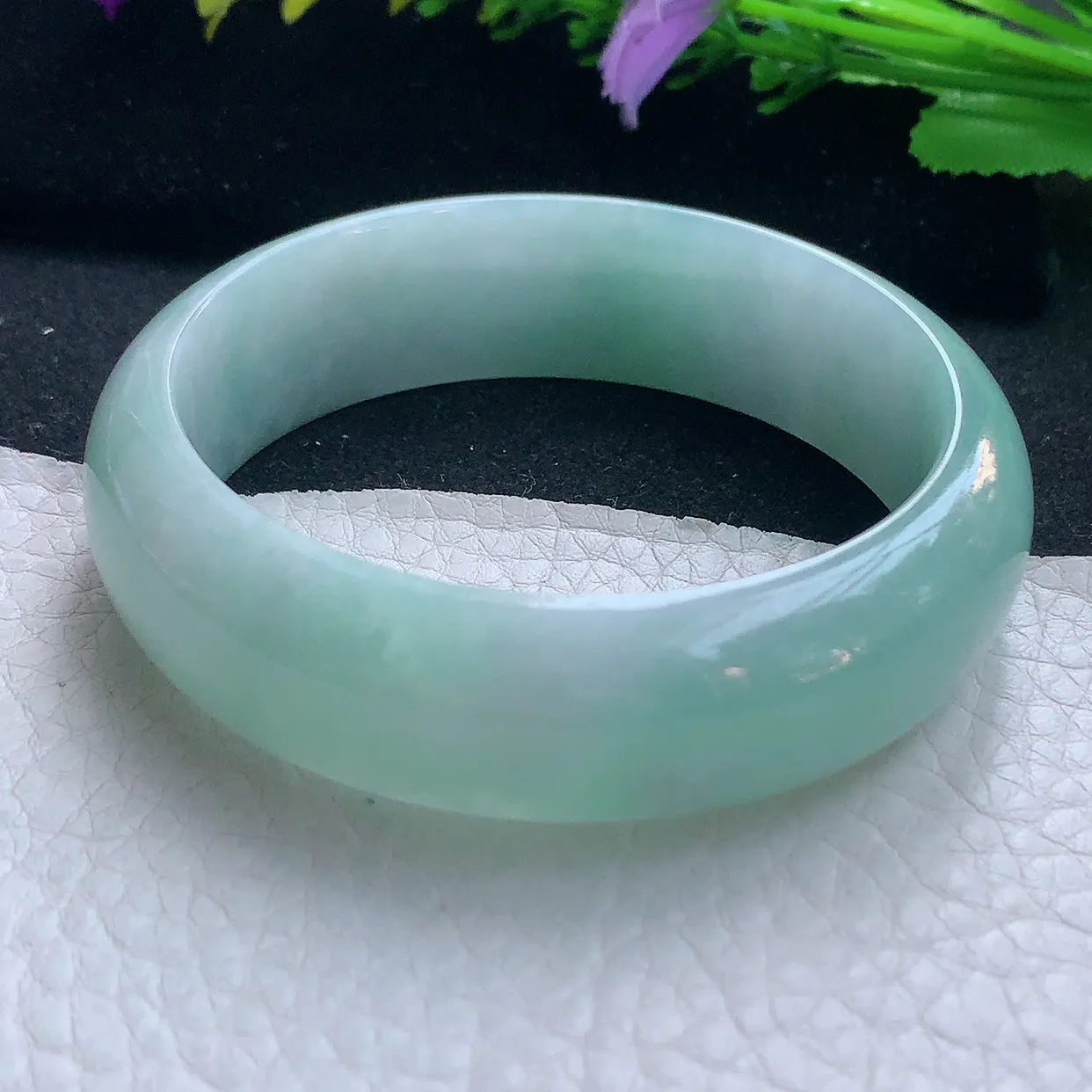 nr实拍55.5*17.2*8轮胎镯 天然缅甸翡翠玉手镯水绿水润宽边玉手环