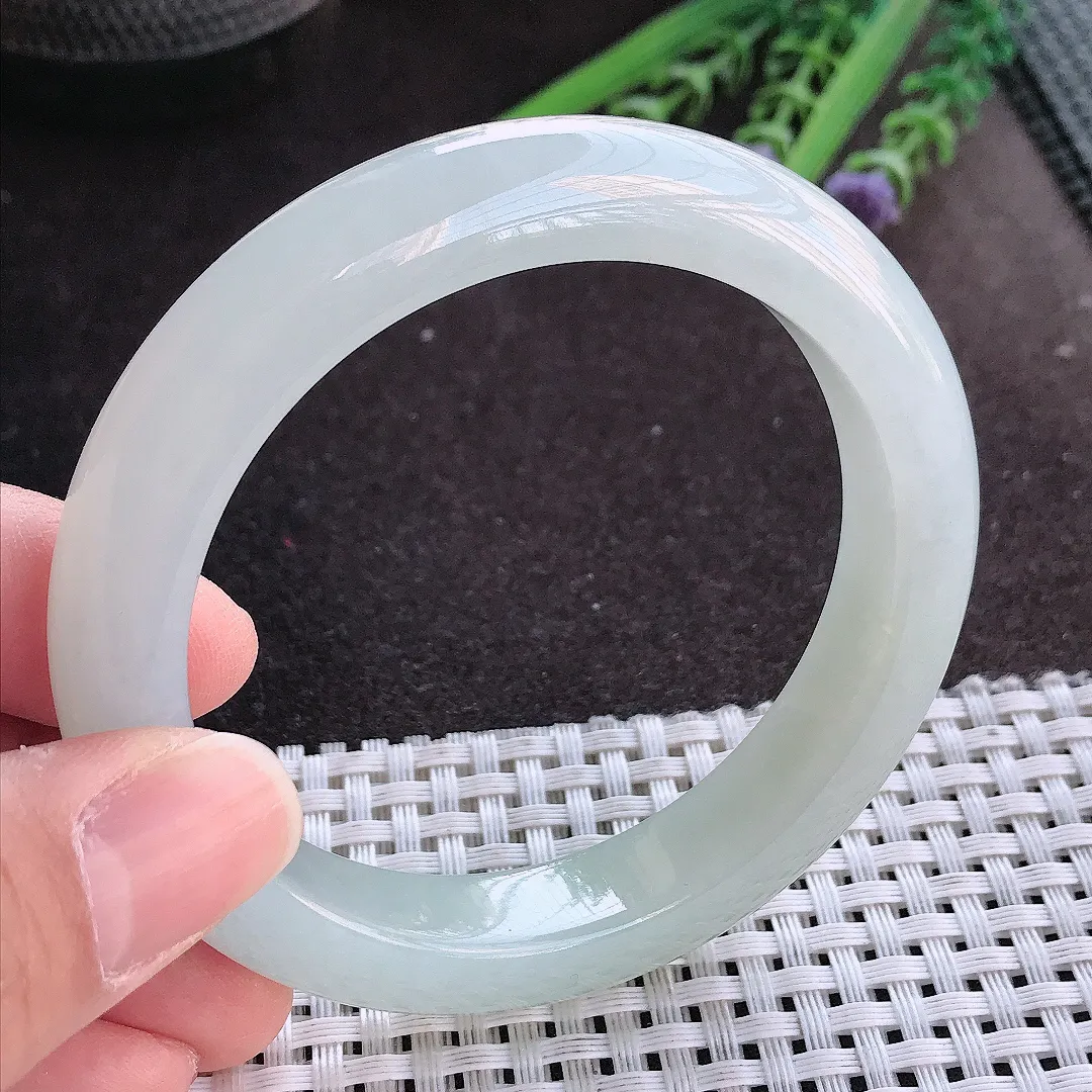 实拍A货翡翠57/11.6/9.2老坑冰胶果冻冰纯冰晴手镯宽边玉镯手环