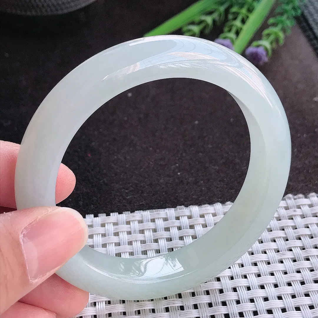 实拍A货翡翠57/11.6/9.2老坑冰胶果冻冰纯冰晴手镯宽边玉镯手环