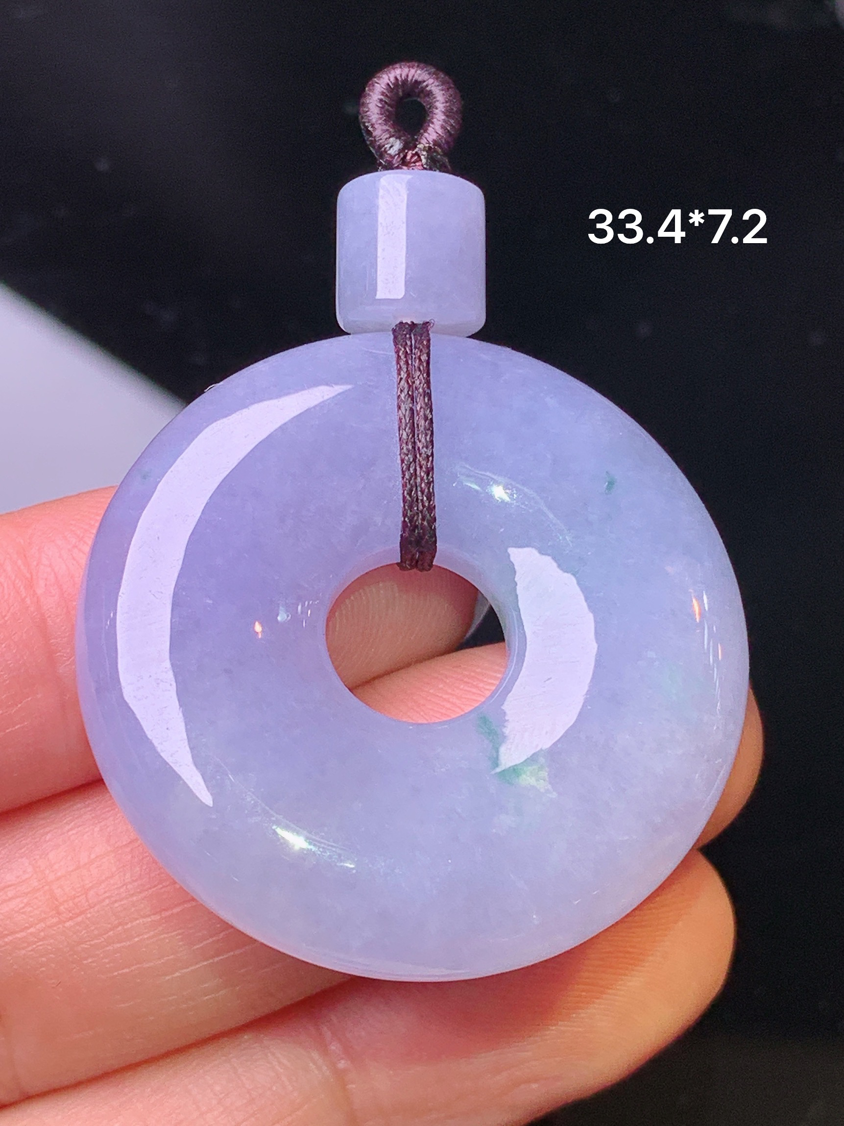 紫罗兰平安环吊坠 玉质细腻 色泽艳丽清新 整体尺寸33.4*7.2