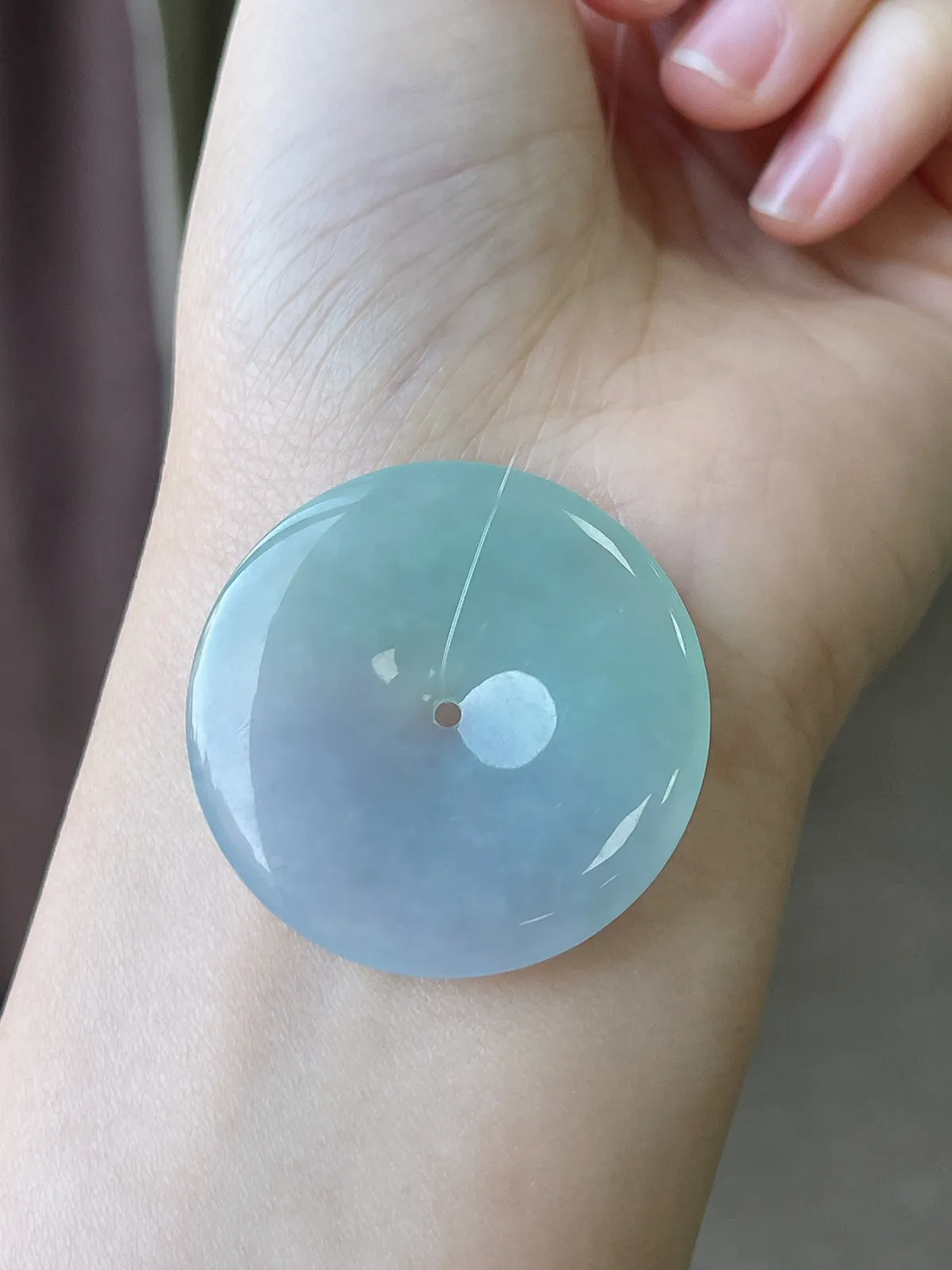 翡翠冰糯种春带彩平安扣