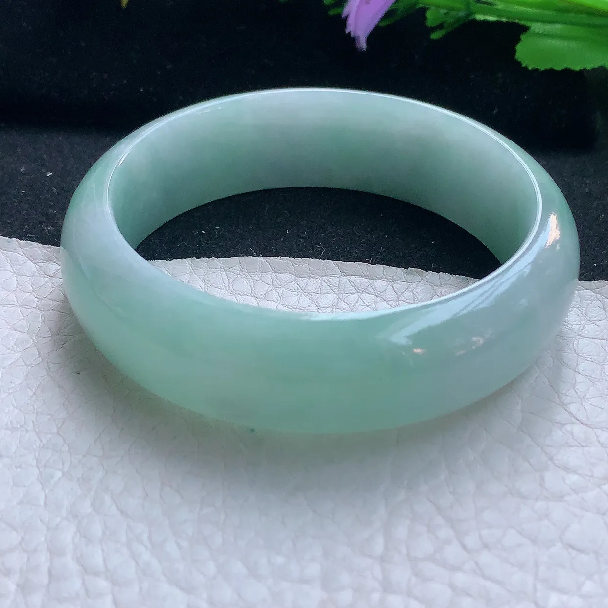 nr实拍55.5*17.2*8轮胎镯 天然缅甸翡翠玉手镯水绿水润宽边玉手环