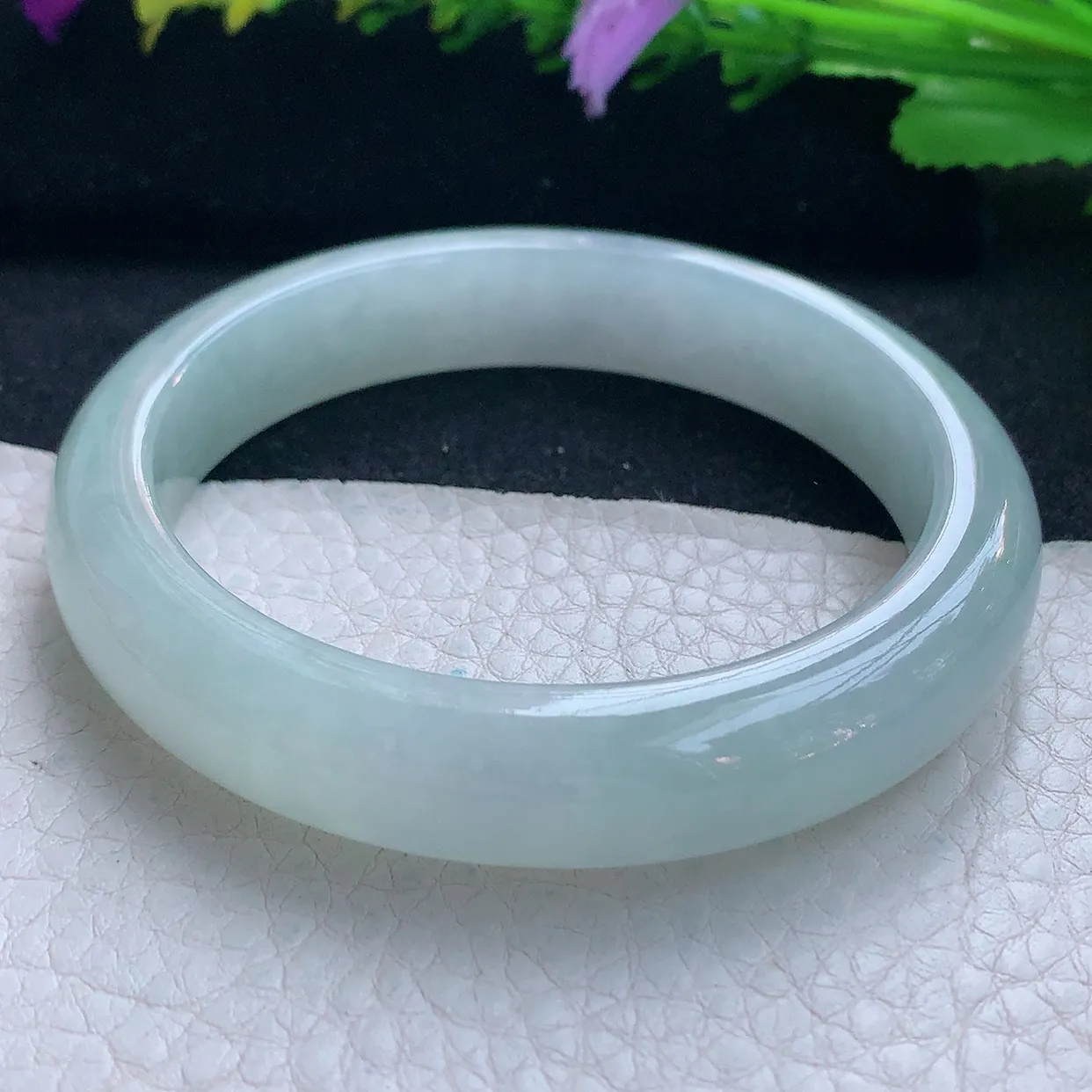 js实拍55.5*11.8*8.3平安镯 天然缅甸翡翠玉手镯冰晴宽边玉手环